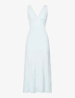 RIXO Sandrine V-neck Woven Maxi Dress