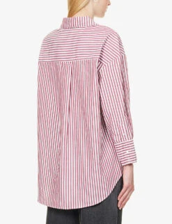 ANINE BING Mika Striped Relaxed-fit Cotton Shirt -Sweaty Betty Store R04146372 REDANDWHITESTRIPE ALT03