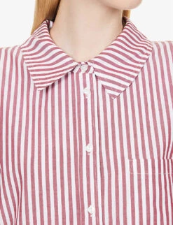 ANINE BING Mika Striped Relaxed-fit Cotton Shirt -Sweaty Betty Store R04146372 REDANDWHITESTRIPE ALT04