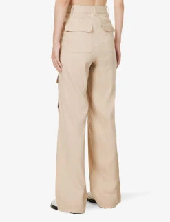 FRAME Flap-pocket Straight-leg Mid-rise Organic Linen-blend Trousers -Sweaty Betty Store R04146424 SAND ALT03