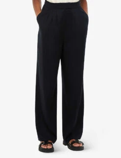 Whistles Fran High-rise Wide-leg Recycled Polyester-blend Trousers 9 Whistles Fran High-rise Wide-leg Recycled Polyester-blend Trousers -Sweaty Betty Store R04146486 BLACK ALT02