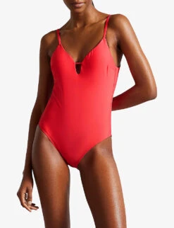Ted Baker Neyome Plunge Swimsuit -Sweaty Betty Store R04146488 CORAL ALT02