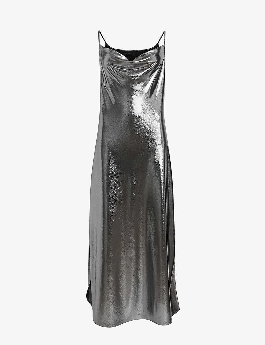 AllSaints Hadley Metallic Recycled-polyester Midi Slip Dress 3 AllSaints Hadley Metallic Recycled-polyester Midi Slip Dress