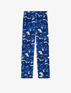 THE KOOPLES Floral-print Wide-leg Silk Trousers