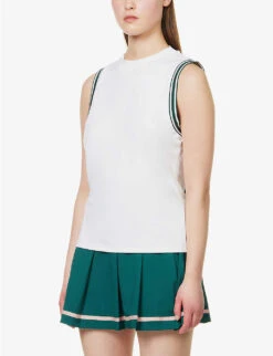 Varley Wellings Perform Striped-trim Stretch-recycled Polyester Tank Top 9 Varley Wellings Perform Striped-trim Stretch-recycled Polyester Tank Top -Sweaty Betty Store R04147441 WHITE ALT02