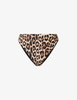 GOOD AMERICAN Good Waist Animal-print Mid-rise Bikini Bottoms