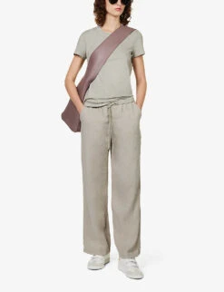 JAMES PERSE Textured Straight-leg High-rise Linen Trousers -Sweaty Betty Store R04149009 SILT ALT01