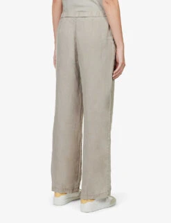 JAMES PERSE Textured Straight-leg High-rise Linen Trousers -Sweaty Betty Store R04149009 SILT ALT03