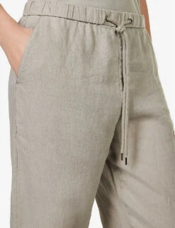 JAMES PERSE Textured Straight-leg High-rise Linen Trousers -Sweaty Betty Store R04149009 SILT ALT04