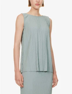 Max Mara Dyser Crinkle-effect Knitted Top -Sweaty Betty Store R04149125 SAGEGREEN ALT02