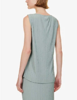 Max Mara Dyser Crinkle-effect Knitted Top -Sweaty Betty Store R04149125 SAGEGREEN ALT03