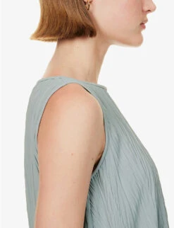 Max Mara Dyser Crinkle-effect Knitted Top -Sweaty Betty Store R04149125 SAGEGREEN ALT04