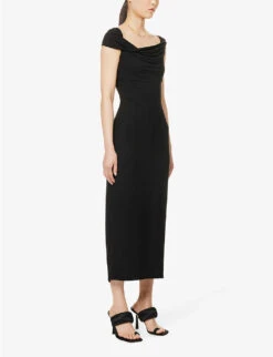 Jamen Cowl-neck Stretch-woven Midi Dress -Sweaty Betty Store R04149608 BLACK ALT02