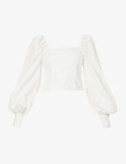 Ruth Balloon-sleeve Square-neck Regular-fit Woven Top