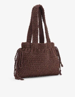 FRAME X Julia Sarr-Jamois Crochet-pattern Cotton-blend Top-handle Bag 8 FRAME X Julia Sarr-Jamois Crochet-pattern Cotton-blend Top-handle Bag -Sweaty Betty Store R04149898 BROWN ALT02