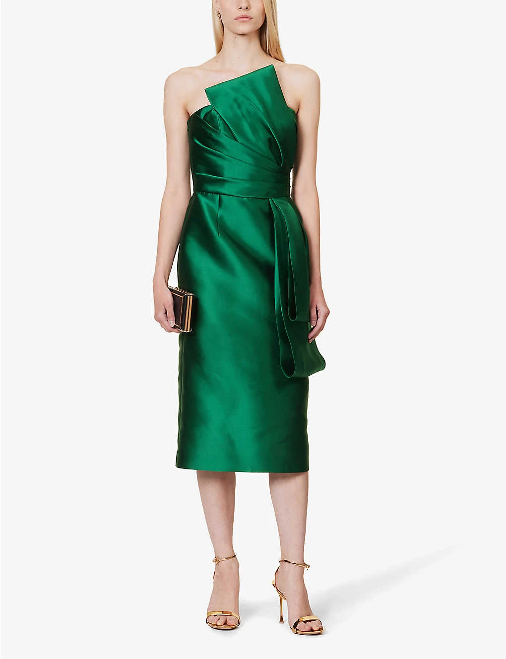 Alberta Ferretti Mikado Draped Satin Midi Dress 4 Alberta Ferretti Mikado Draped Satin Midi Dress - Image 2