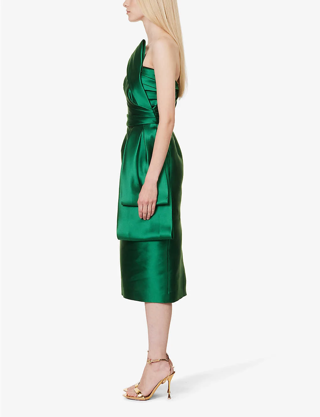 Alberta Ferretti Mikado Draped Satin Midi Dress 5 Alberta Ferretti Mikado Draped Satin Midi Dress - Image 3