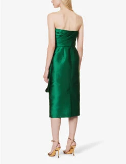Alberta Ferretti Mikado Draped Satin Midi Dress 11 Alberta Ferretti Mikado Draped Satin Midi Dress -Sweaty Betty Store R04149933 GREEN ALT03