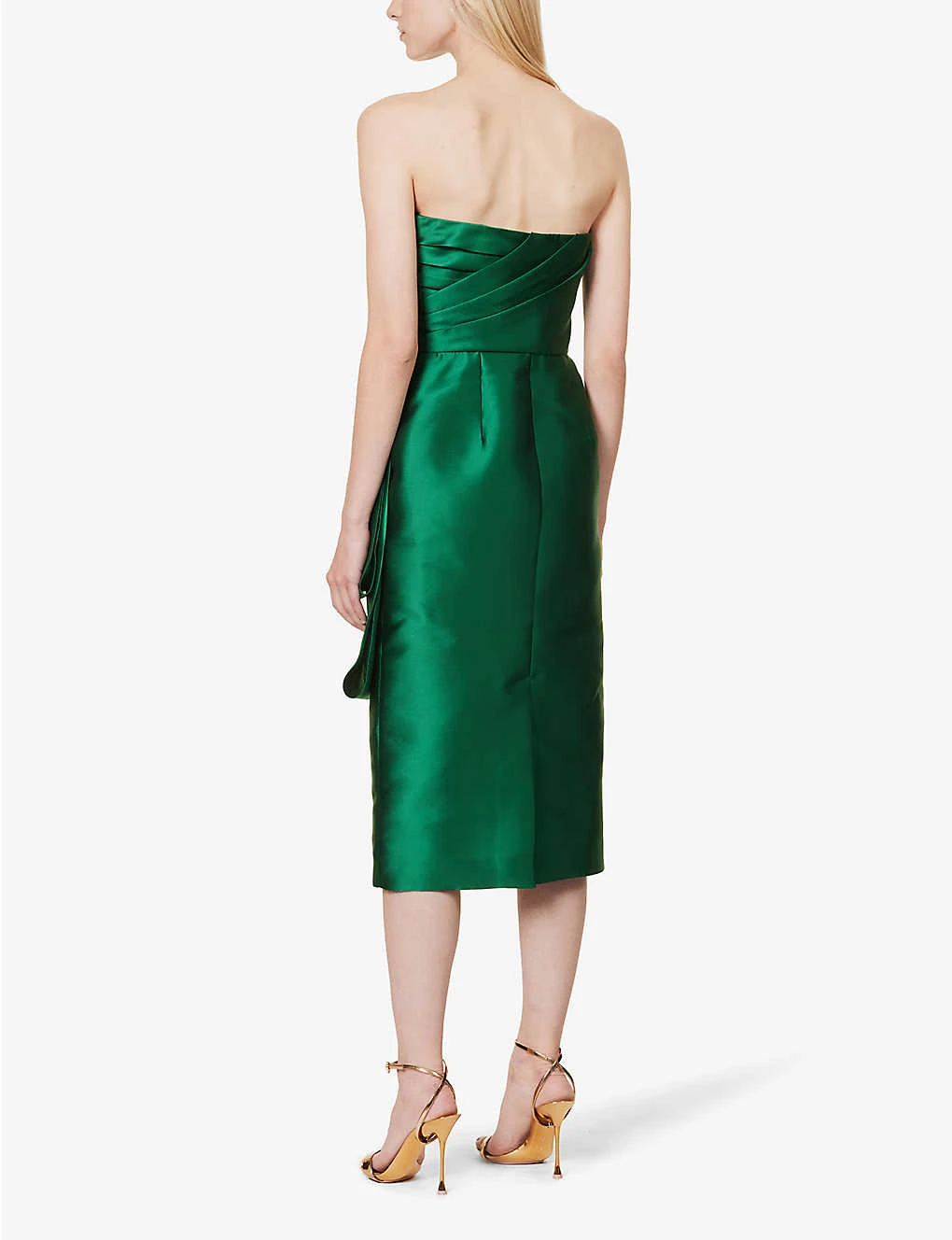 Alberta Ferretti Mikado Draped Satin Midi Dress 6 Alberta Ferretti Mikado Draped Satin Midi Dress - Image 4