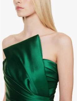 Alberta Ferretti Mikado Draped Satin Midi Dress 12 Alberta Ferretti Mikado Draped Satin Midi Dress -Sweaty Betty Store R04149933 GREEN ALT04