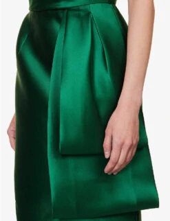 Alberta Ferretti Mikado Draped Satin Midi Dress 13 Alberta Ferretti Mikado Draped Satin Midi Dress -Sweaty Betty Store R04149933 GREEN ALT05