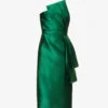 Alberta Ferretti Mikado Draped Satin Midi Dress