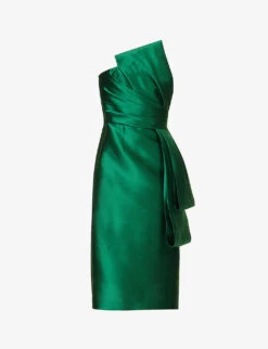 Alberta Ferretti Mikado Draped Satin Midi Dress