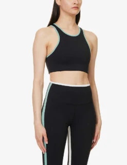 Blake Rigor Contrast-trim Stretch-woven Bra -Sweaty Betty Store R04150051 BLACKTEALBLACKTEAL ALT02