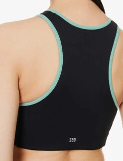 Blake Rigor Contrast-trim Stretch-woven Bra -Sweaty Betty Store R04150051 BLACKTEALBLACKTEAL ALT04