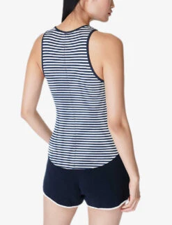 Sweaty Betty Harper Striped Rib Stretch-modal Top -Sweaty Betty Store R04150390 NAVYWHITESTRIPE ALT03