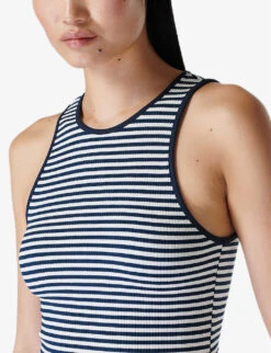 Sweaty Betty Harper Striped Rib Stretch-modal Top -Sweaty Betty Store R04150390 NAVYWHITESTRIPE ALT04