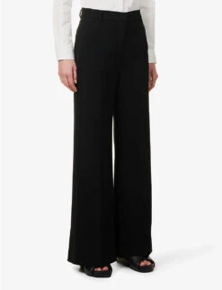 Weekend Max Mara Ovada High-rise Wide-leg Regular-fit Woven Trousers 10 Weekend Max Mara Ovada High-rise Wide-leg Regular-fit Woven Trousers -Sweaty Betty Store R04151182 BLACK ALT02