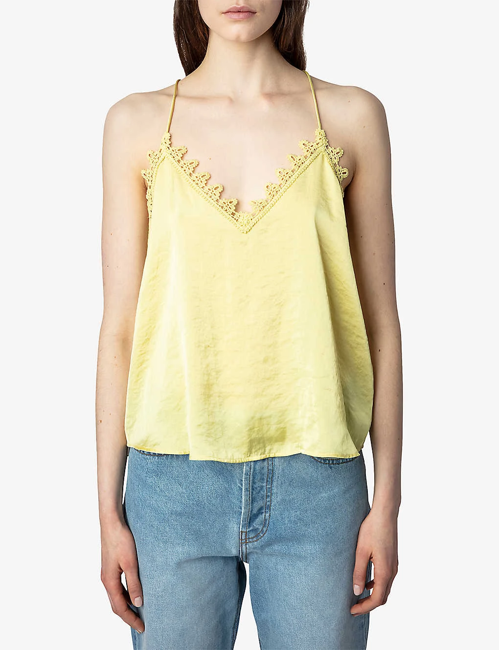 Zadig & Voltaire Chrisa Plunge-neck Lace-panel Satin Cami 5 Zadig & Voltaire Chrisa Plunge-neck Lace-panel Satin Cami - Image 3