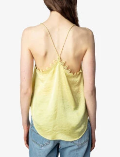 Zadig & Voltaire Chrisa Plunge-neck Lace-panel Satin Cami 10 Zadig & Voltaire Chrisa Plunge-neck Lace-panel Satin Cami -Sweaty Betty Store R04151928 ZESTE ALT03