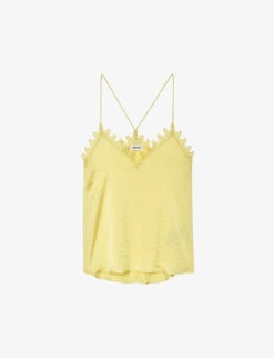 Zadig & Voltaire Chrisa Plunge-neck Lace-panel Satin Cami