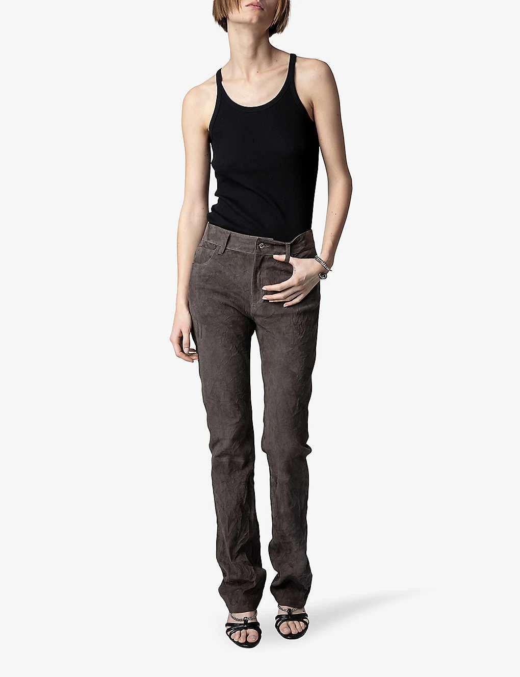 Zadig & Voltaire Priva Flared-leg Slim-fit Leather Trousers 4 Zadig & Voltaire Priva Flared-leg Slim-fit Leather Trousers - Image 2