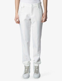 Zadig & Voltaire Prune Crystal-embellished Tapered-leg Mid-rise Stretch-woven Trousers 9 Zadig & Voltaire Prune Crystal-embellished Tapered-leg Mid-rise Stretch-woven Trousers -Sweaty Betty Store R04152002 JUDO ALT02