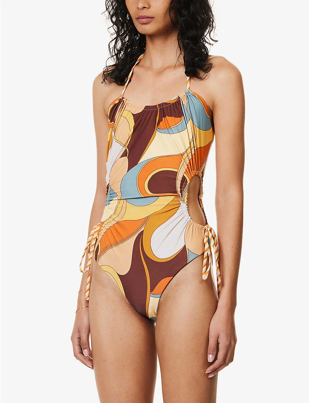 Abstract-print Cut-out Swimsuit 5 Abstract-print Cut-out Swimsuit - Image 3