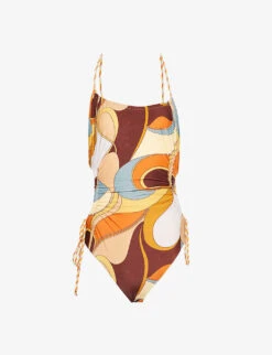 Abstract-print Cut-out Swimsuit