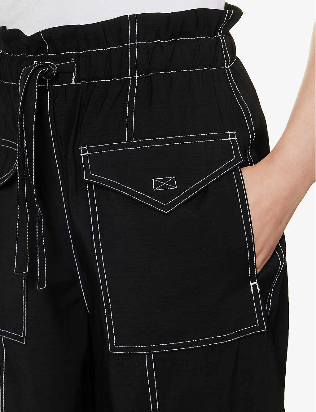 Ganni Contrast-stitched Straight-leg Recycled Polyester-blend Trousers 7 Ganni Contrast-stitched Straight-leg Recycled Polyester-blend Trousers - Image 5