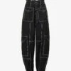 Ganni Contrast-stitched Straight-leg Recycled Polyester-blend Trousers 2 Ganni Contrast-stitched Straight-leg Recycled Polyester-blend Trousers -Sweaty Betty Store R04152934 BLACK M