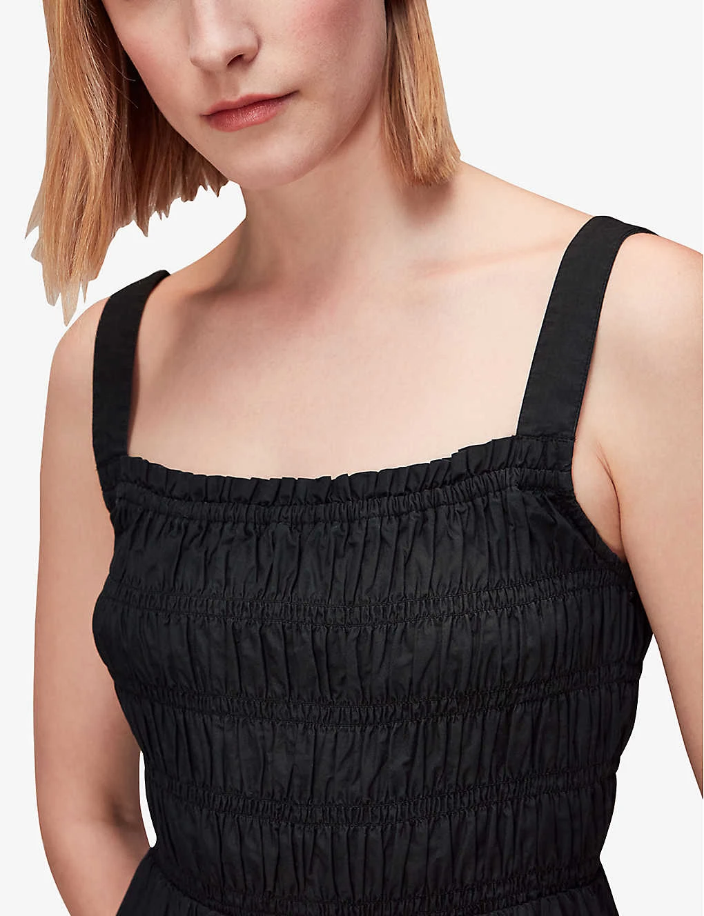 Whistles Greta Shirred-bodice Ruched Cotton-poplin Midi Dress 7 Whistles Greta Shirred-bodice Ruched Cotton-poplin Midi Dress - Image 5