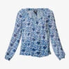 Paige Myla Palm-print Relaxed-fit Silk Blouse -Sweaty Betty Store R04153197 WHITEULTRAMARINE M