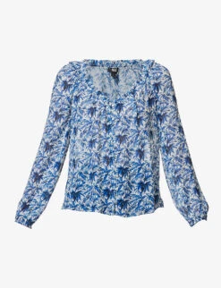 Paige Myla Palm-print Relaxed-fit Silk Blouse