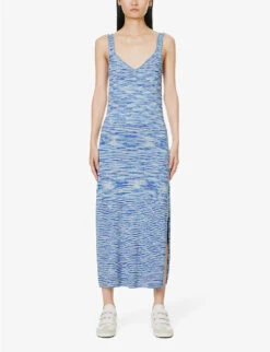 Paige Palermo V-neck Cotton-blend Knitted Midi Dress -Sweaty Betty Store R04153200 OCEANBREEZEMIX ALT02