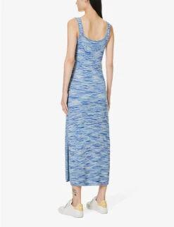 Paige Palermo V-neck Cotton-blend Knitted Midi Dress -Sweaty Betty Store R04153200 OCEANBREEZEMIX ALT03