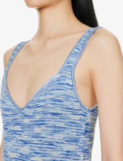 Paige Palermo V-neck Cotton-blend Knitted Midi Dress -Sweaty Betty Store R04153200 OCEANBREEZEMIX ALT04