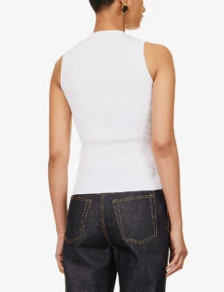 Alexander McQueen Zip-embellished Sleeveless Knitted Top 10 Alexander McQueen Zip-embellished Sleeveless Knitted Top -Sweaty Betty Store R04153286 OPTICWHITEGOLD ALT03