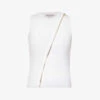 Alexander McQueen Zip-embellished Sleeveless Knitted Top -Sweaty Betty Store R04153286 OPTICWHITEGOLD M
