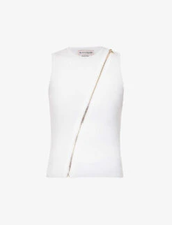 Alexander McQueen Zip-embellished Sleeveless Knitted Top